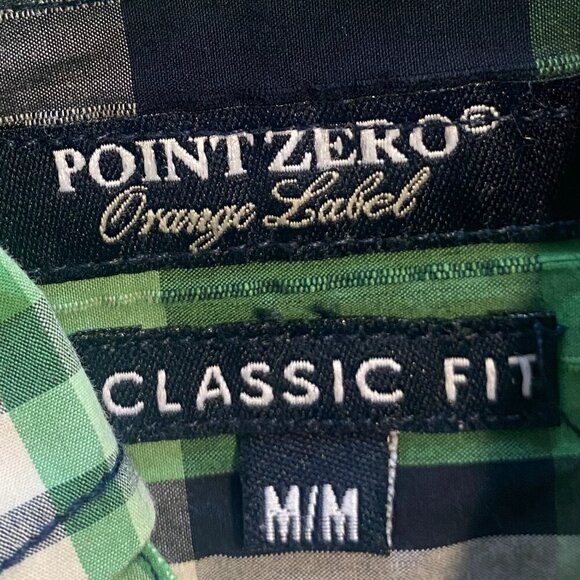 2/$15 Point Zero Green Plaid Casual Button Up Shirt Short Sleeve Size Medium - Picture 2 of 6